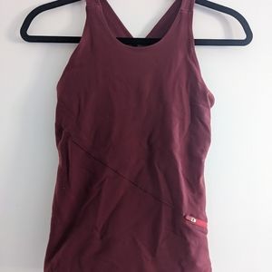 2/$25 Lululemon Burgundy Cross Back Work Out Yoga Tank with Zip Pocket